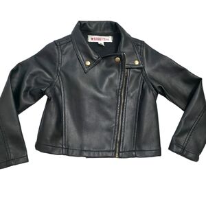 Nanette Kids Black Moto Jacket Size 5 Y2K Style
